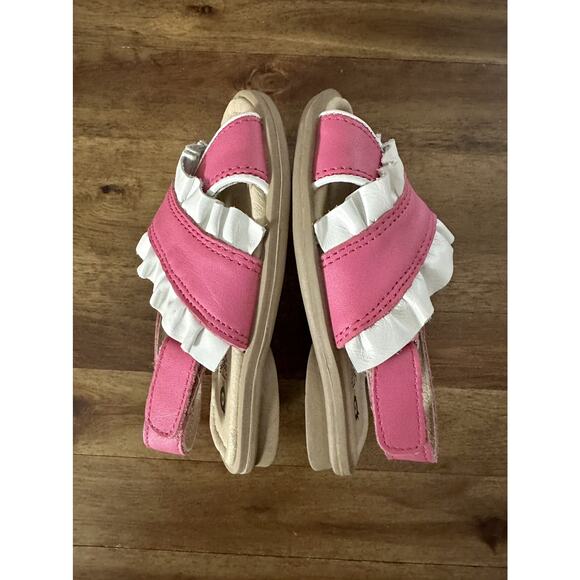 Old Soles Queen Ruffled Sandals Fuchsia Pink Snow White Leather Slingbacks 8 - Picture 4 of 9